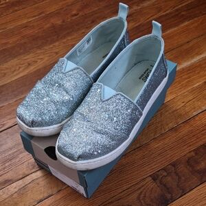 Toms Kids Glitter Sneakers - Silver and Light Blue (Teal)